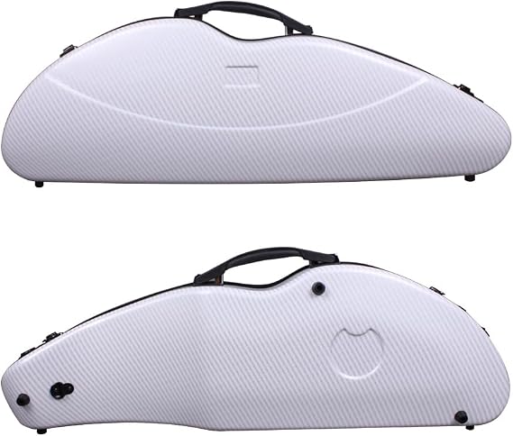 Vetimobato Carbon Fiber Violin Case 4/4 Full Size, Lightweight Hard Shell with Backpack Straps, 2 Bow Holders, Hygrometer & Spacious Accessory Compartment for Ultimate Protection (White Big Pattern)
