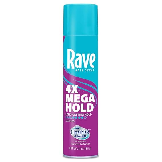 Rave 4X Mega Aerosol Hair Spray Unscented 11 Oz,Pack of 1