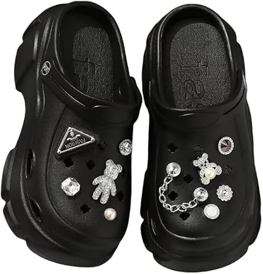 Women's Platform Clogs Slip On Slides Shoes Beach Sandals Gardener Clog Hight Heels Mule Slippers Garden Shoes DIY Accessories Sandals