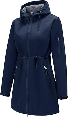 FARVALUE Womens Fleece Lined Softshell Jacket Hooded Waterproof Windproof Lightweight Insulated Winbreaker Hiking