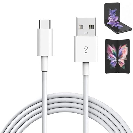 USB C Charger Cable for Samsung Galaxy Z Flip 7/7 FE/6/5, Z Flip 4 5G, 3, 2, Samsung Galaxy Z Fold 7/6/5, Z Fold 4, 3, Samsun g Android Phone Fast Charging Cord Power Replacement (5ft White)