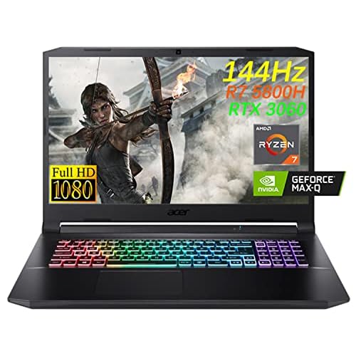 Acer Nitro 5 Gaming Laptop 17.3 FHD 144Hz, AMD Ryzen 7 5800H 8-Core, GeForce RTX 3060, 32GB DDR4 1TB NVMe SSD, WiFi6 Bluetooth5.1 802.11ax, RGB Backlit Keyboard