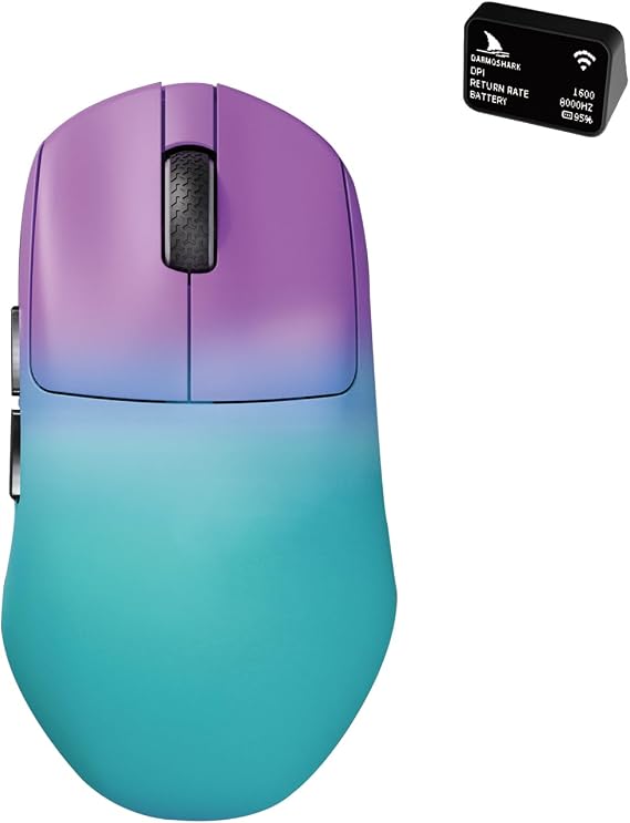 Darmoshark N7MAX Wireless Gaming Mouse,Tri-Mode 8K/USB-C/Bluetooth,Up to 30000DPI,PAW3950 Optical Sensor Lightweight 49g,5 programmable Button,Computer Mouse for Laptop,PC,Mac(Purple)