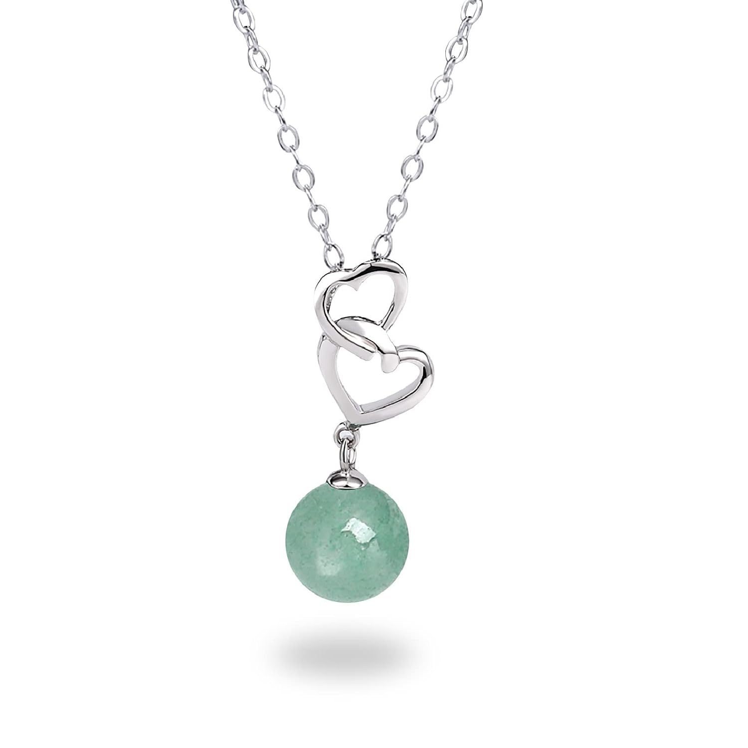 Sweat-heart Jade Necklace Pendants Necklace Gift for Mom Green Jade Necklace Sweat-heart Crystal Zircon 925 Sterling Silver Necklace for Women Party Wedding GiftDesign-F