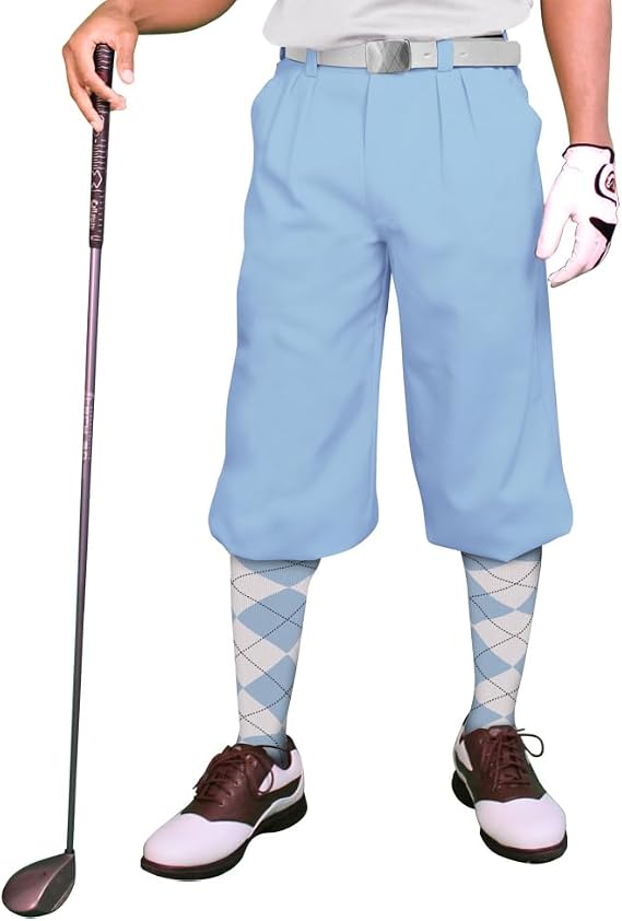 Golf Knickers Light Blue Microfiber (Plus Fours) for Men