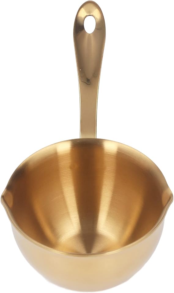 Melting Saucepan Stainless Steel Saucepan Pan with Spouts Stainless Steel Saucepan Professional Home Cooking Sauce Pan with Pour Spouts for Milk Chocolate Hot Oil Gold (White)
