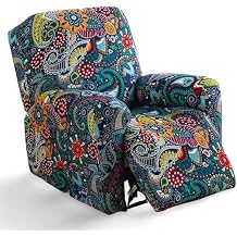 Recliner Chair Cover, 4-Piece Stretch Chair Covers for Recliner Chair Recliner Slipcovers for Living Room, Soft Reclining Chair Slipcover with Pocket