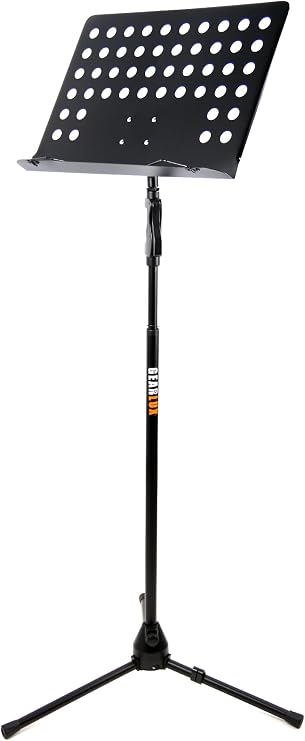 Gearlux Heavy-Duty Vented Die-Cast Sheet Music Stand with Hydraulic Grip Height Adjustment up to 71 Inches and Triple Layer Anti-Rust Coating