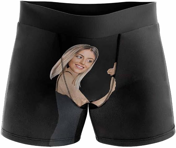 Custom Faces Print Boxer Briefs for Men Hug Black Design Photo Underwear Gifts