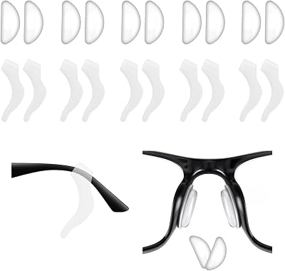 Eyeglass Ear Grips and Nose Pad Sets, Eyeglasses Nose Pads and Ear Grippers Anti-slip Holder, Silicone Ear Hook, Soft Silicone Glasses Nose Pad for Eyeglasses, Sunglasses, 10 PairsClear