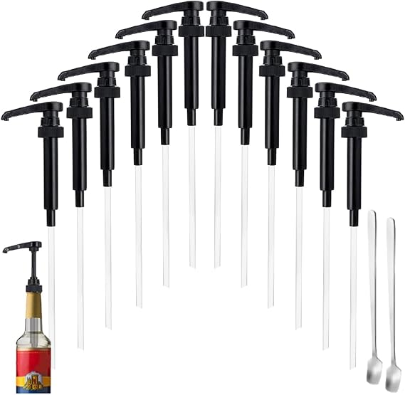 12 Pcs Black Coffee Syrup Pump Compatible with 25.4Oz/750ml Bottles