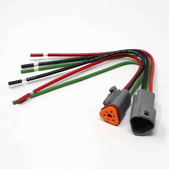 Deutsch DT 3-pin Pigtail Kit, 16AWG NMMA ABYC USCD Certified Boat RV Wire, 600V (Made in USA)