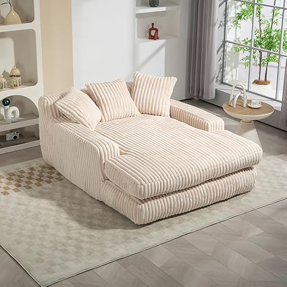 Sofa with Sleep Function Sofa Bed with 3 Soft Cushions Cloud Couch with Ergonomic Design Boneless Couch Corner Sofa for Living Room Home Office No Assembly Beige