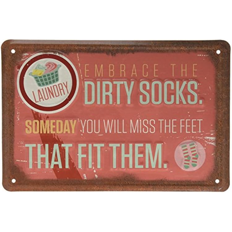 SlingShot Laundry - Embrace The Dirty Socks Tin Sign 12 x 8in