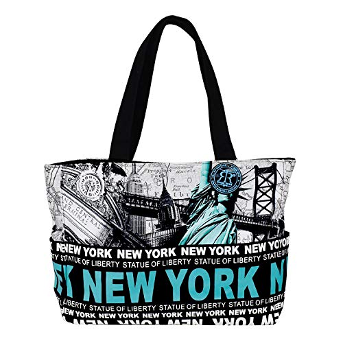 Robin Ruth New York Liberty Skyline Tote- Medium Tote Blue