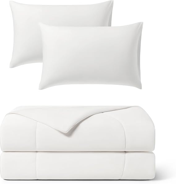 REST Buy 2 GET 30 Percent Off: Evercool Comforter Plus Pillowcases Bundle at 30% Discount, in Arctic White, King Size