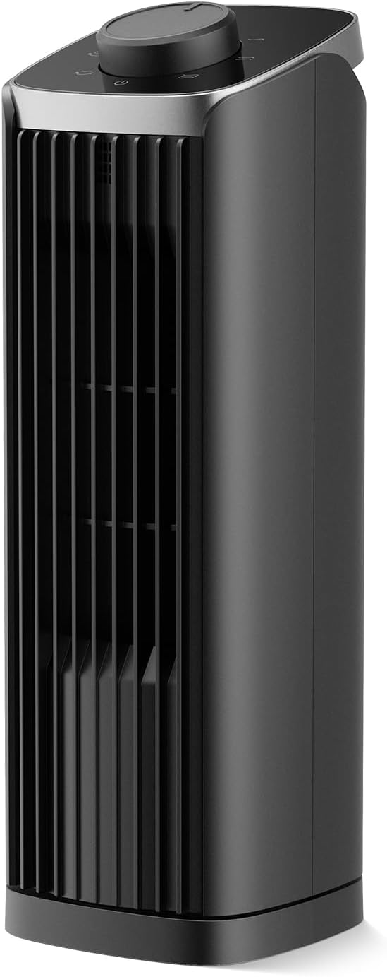 PNTCK Fan for Bedroom, 13" Tower Fan with 3 Speeds Max 23ft/s, 70 Oscillating Desk Fan, Bladeless Standing Fan, Portable Fans, Cooling Fans for Office, Home Medium-13-Knob
