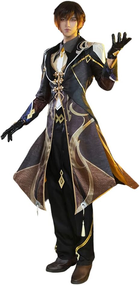 Cosfun Game Genshin Impact Zhongli Cosplay Costume Halloween Costume Jacquard Upgrade Ver C02946, Multi, XX-Large