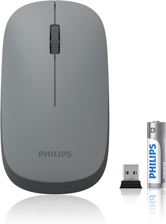 Philips Wireless Bluetooth Mouse for Laptop, Bluetooth Mouse for MacBook Pro/Air and iPad, Travel Silent USB Wireless Mice, BT 3.0/5.0 and 2.4GHz USB Dongle, 1600 DPI, 12-Month Battery Life