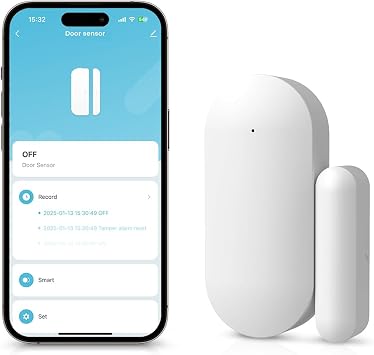 PGST WiFi Wireless Door and Window Sensor, WiFi Security System with Smart Life App Control, Battery Powered,Can be Used independently