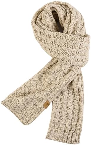 PAGE ONE Womens Ribbed Knit Scarf Winter Warm Long Big Wrap Cashmere Wool Thick Large Chunky Scarf for Women