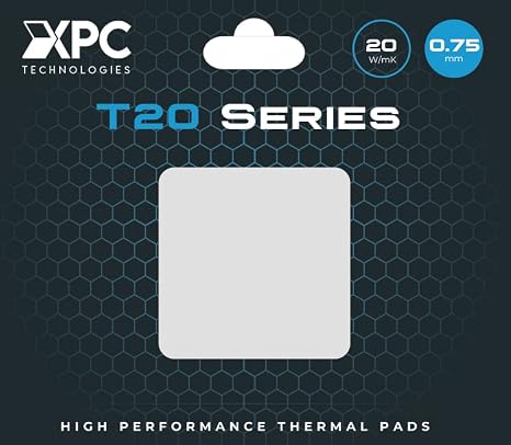 XPC High Performance 20W/mK Thermal Pad T20 Series, 100 x 100mm, White, 0.5mm to 3.5mm Thickness, Non-Conductive for GPU, Electronics, Computer Parts (0.75mm)