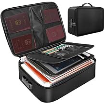 Bisofice Fireproof Document Bag with Lock Zipper Closure Fire & Water Resistant Money Bag Storage Pouch Organizer Case Home Office Travel Safe Bag for Documents Files Money Cards Passport Valuables