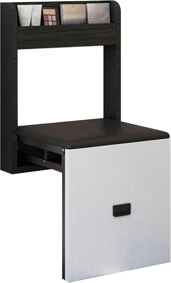 Wall Mounted Folding Chair,7CM Thin Folding Chair Suitable,Shoe Changing Stool,Folding Stool Chair for Entryway,Hidden Wall Stools,Door Shoe Footstool,Wall Stool for Entrance(Black and White)