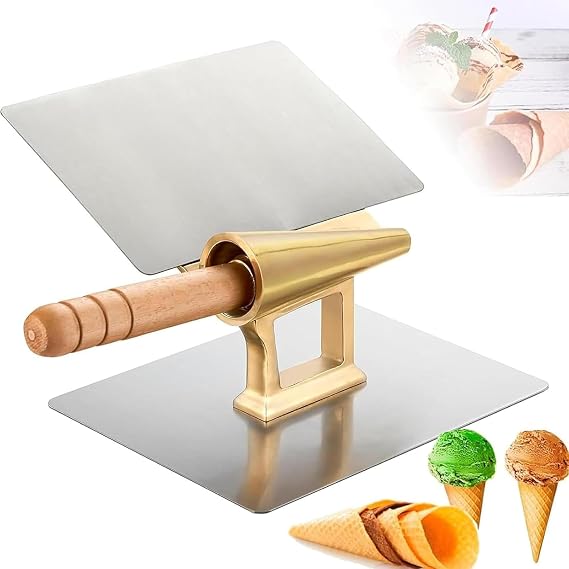 Maquina de cobre para hacer rollos de helado, molde antiadherente para conos de waffle, diametro inferior del cono: 41 mm y altura del cono: 143 mm, prototipado rapido, ideal para hacer conos de waffl