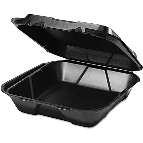 Genpak SN200-3L Black Hinged 9.25 x 9.25 x 3 Foam Container - 200 / CS