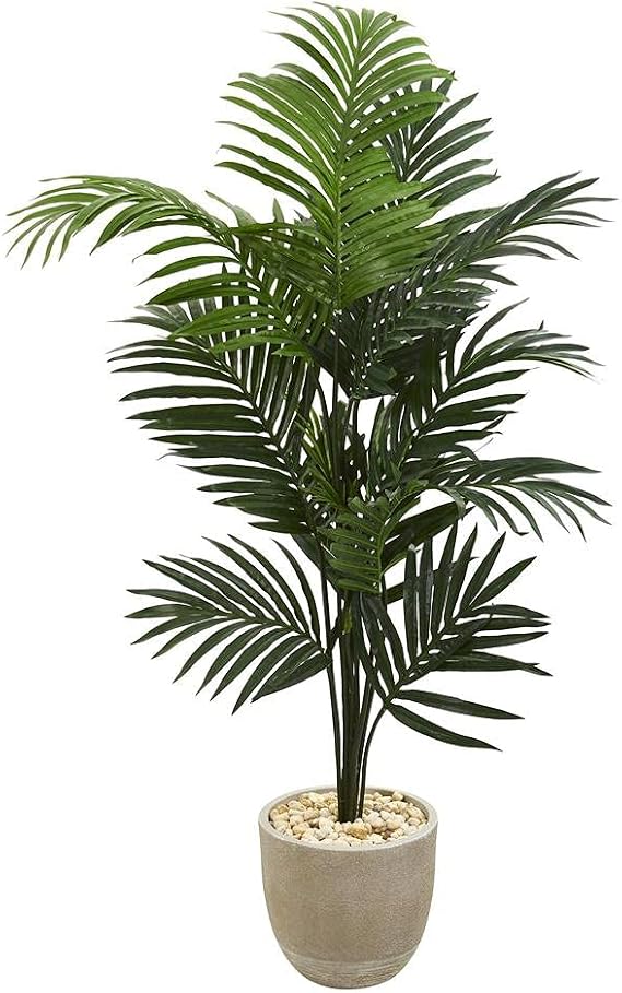 Nearly Natural 62in. Kentia Artificial Palm Tree in Sandstone Planter (T1220)