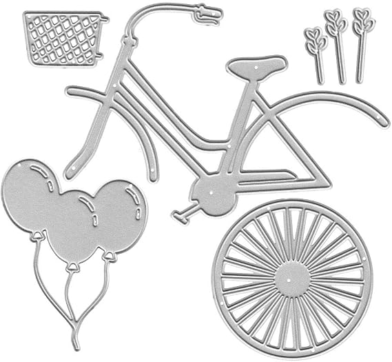 Metal Bicycle Cutting Dies, Balloon Wheel Flowers Die Cuts for Card Making Stencil Embossing Tool Scrapbooking DIY Etched Craft Dies