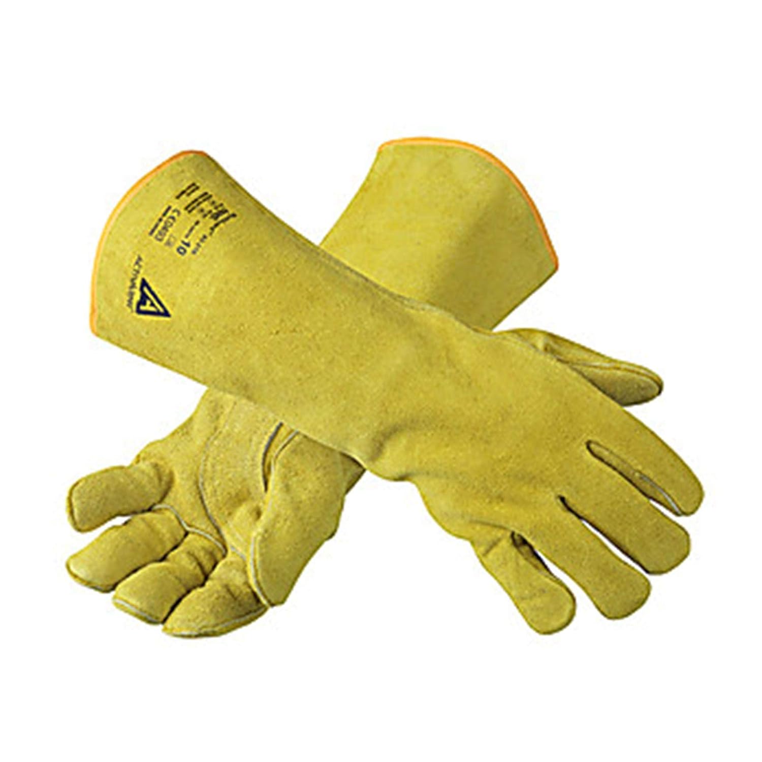 Ansell 43216110 ActivArmr Work Guard Heavy-Duty Special Purpose Glove, 16.3 Length, Yellow Premium Split Cowhide Leather Shell, Cotton Lined, Cotton Denim Guantlet Cuff, Size 11 Pack of 6