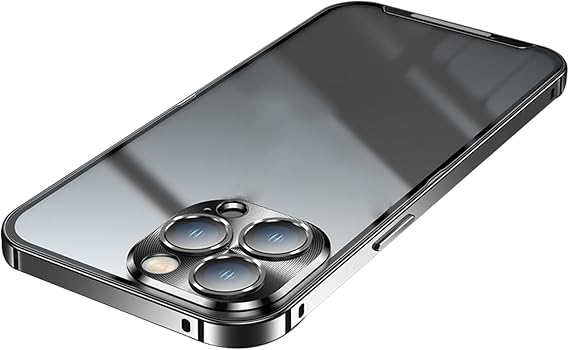 Ultra Thin Cover for iPhone 16 Pro Max/16 Pro/16, Aluminum Alloy Frame Phone Case Metal Camera Protection Frosted PC Shell Anti-Rayures,Black,16