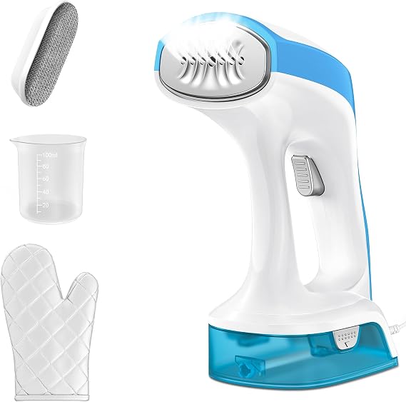 TC-JUNESUN Portable Handheld Garment and Fabric Steamer 1000 Watts, PortableSteamer for Clothes,Quick Heat Aluminum alloy plate Steam Nozzle, 30s Fast Heat-up, 260ml Big Water Tank