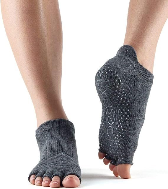 toesox Toeless Socks for Women with Grips - Non Slip Low Rise Half Open Toe for Ballet, Yoga, Pilates, Barre Grip Toe Socks