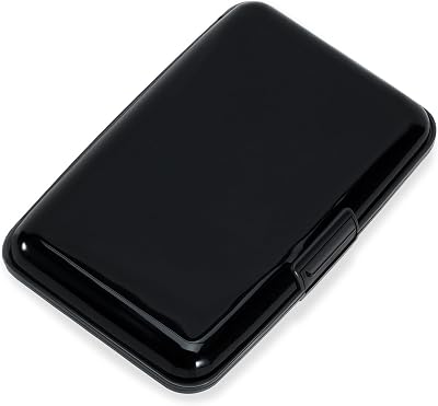 Mayski Credit Card Holder, RFID Blocking, Aluminum Alloy Hard Case, Small Mini Business Metal Wallet for Women Men, Black