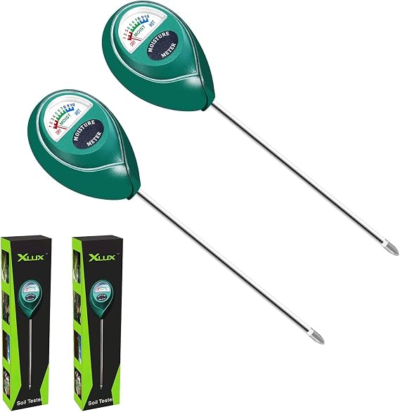 XLUX Green 2 Pack Soil Moisture Meter, Garden Lawn Indoor Outdoor Use