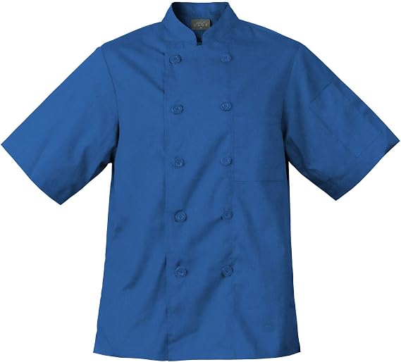 Chef Code Men's Short Sleeve Unisex Classic Chef Coat, Royal, 2X-Large