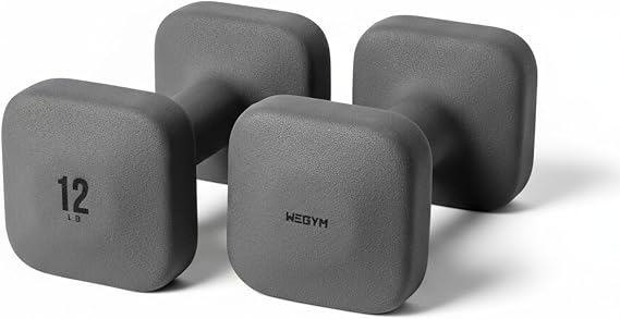 WeGym Square Dumbbells for Home Gym, Hand Weights for Strength Training | SafeGrip Free Weights, Dumbbells Set of 2, Anti-Slip Handles, Non-Rolling Strength Training Equipment