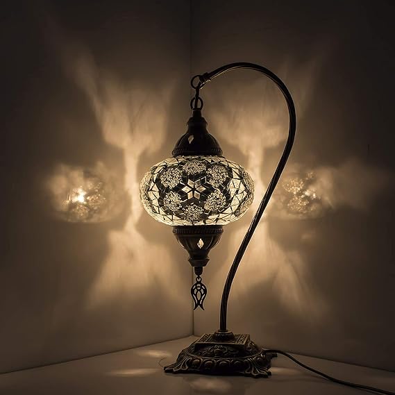 Turkish Mosaic Lamp - Handmade Turkish Mosaic Table Lamp - Decorative Moroccan Lamp - Lamshade - Bedside Table Night Lamp - Lighting for Bedroom and Livingroom - Led Bulb Included with Special Box