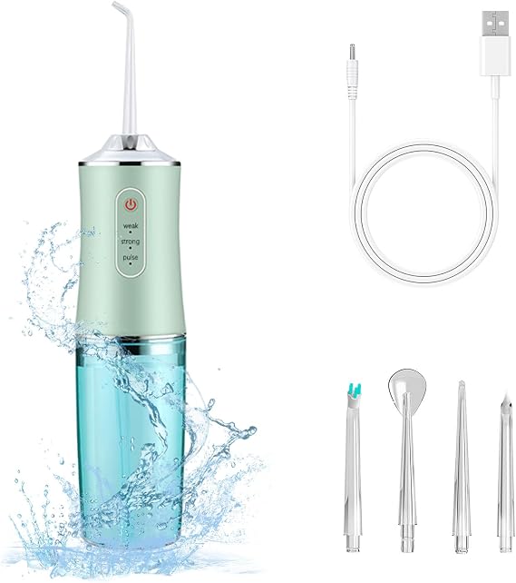 Electric Water Flosser Cordless for Teeth 3 Modes 4 Jet Tips Flossing