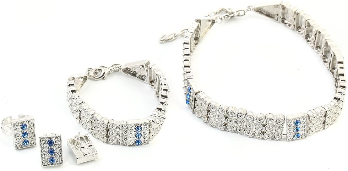 NA Ethiopian Trendy Bright Silver Necklace Bracele Earrings Ring Habesha Eritrea Jewelry Set
