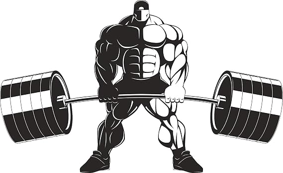 Black and White Macho Body Builder Dead Lift Barbell Cartoon #1 Vinyl Decal Sticker 5"