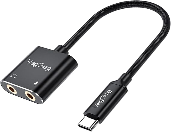 VegGieg Type-C Sound Card with 3.5mm Headphone and Microphone Input