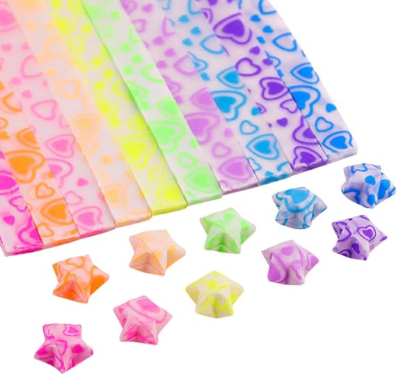 420 Sheets Glows in the Dark Origami Stars Paper Double Sided 10 Colors Decoration Paper Strips, Glows in The Dark Stars Folding Papers