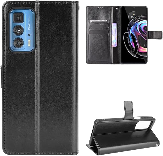Case for Motorola Edge 20 Pro Case Cover,Case for Motorola Moto Edge S Pro 5G XT2153-1 Leather Case,Flip Leather Wallet Cover Case for Motorola Moto Edge 20 Pro 5G 2021 XT2153-1 Case Black