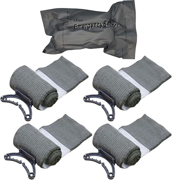Israeli Military First Aid Bandage, Battle Wound Dressing, EMS First Aid Essential, Emergency Trauma Bandage 6 Inch - Combat Military Style IFAK Stop The Bleeding (6", 5, Count)