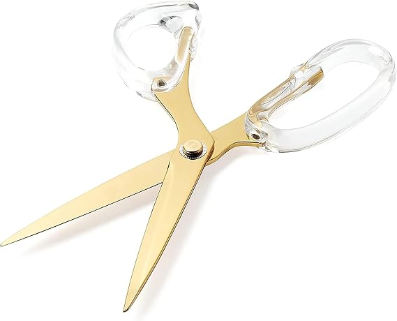 OfficeGoods 9 Stainless Steel Acrylic Scissors, Clear with Gold Metal
