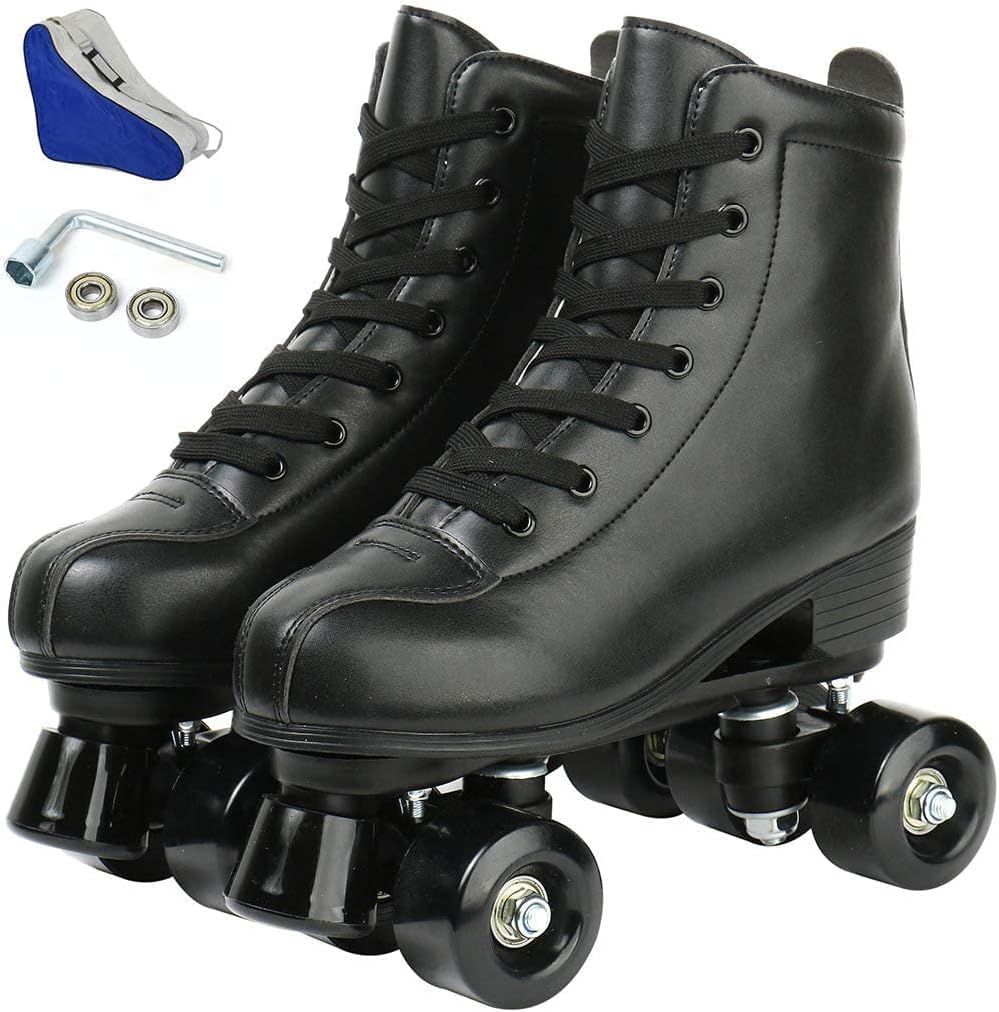 Jessie PU Leather Skates - Premium Adjustable Four-Wheel Roller Skates for Women, Men, Boys & Girls - Indoor & Outdoor